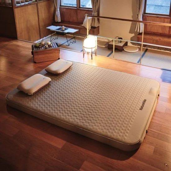Naturehike Yugu C12 Comfort Automatic Inflatable Cushion With Inner Inflatable Pump - Beige Double (200*132*12)